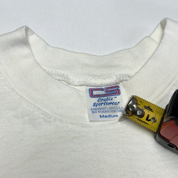 Vintage 90s Villanova T Shirt Mens Medium 19x25.5 White Embroidered College USA - Picture 11 of 14